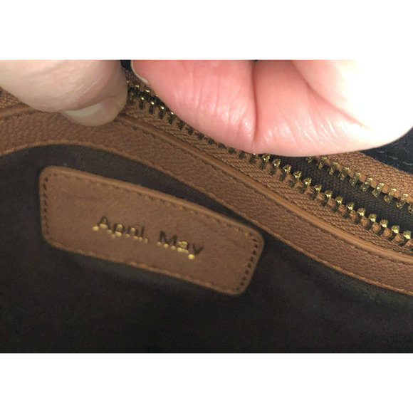 Worn Once April, May Suede Leather Crossbody Bag Chevron Adjustable Tassel - Picture 9 of 9